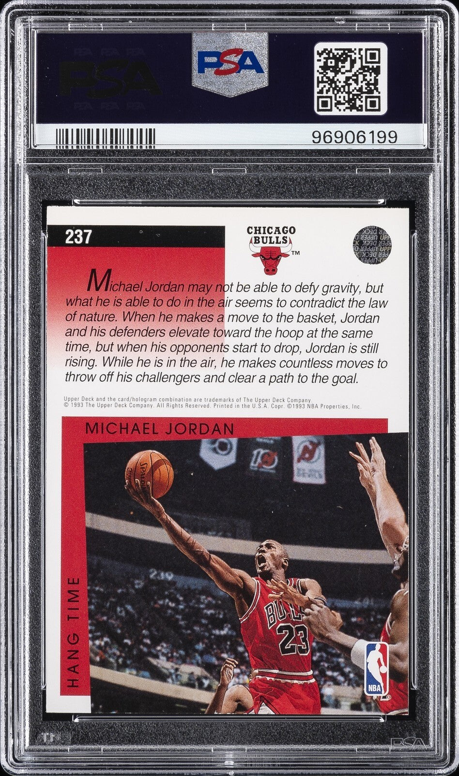 1993 UPPER DECK #237 MICHAEL JORDAN PSA 8