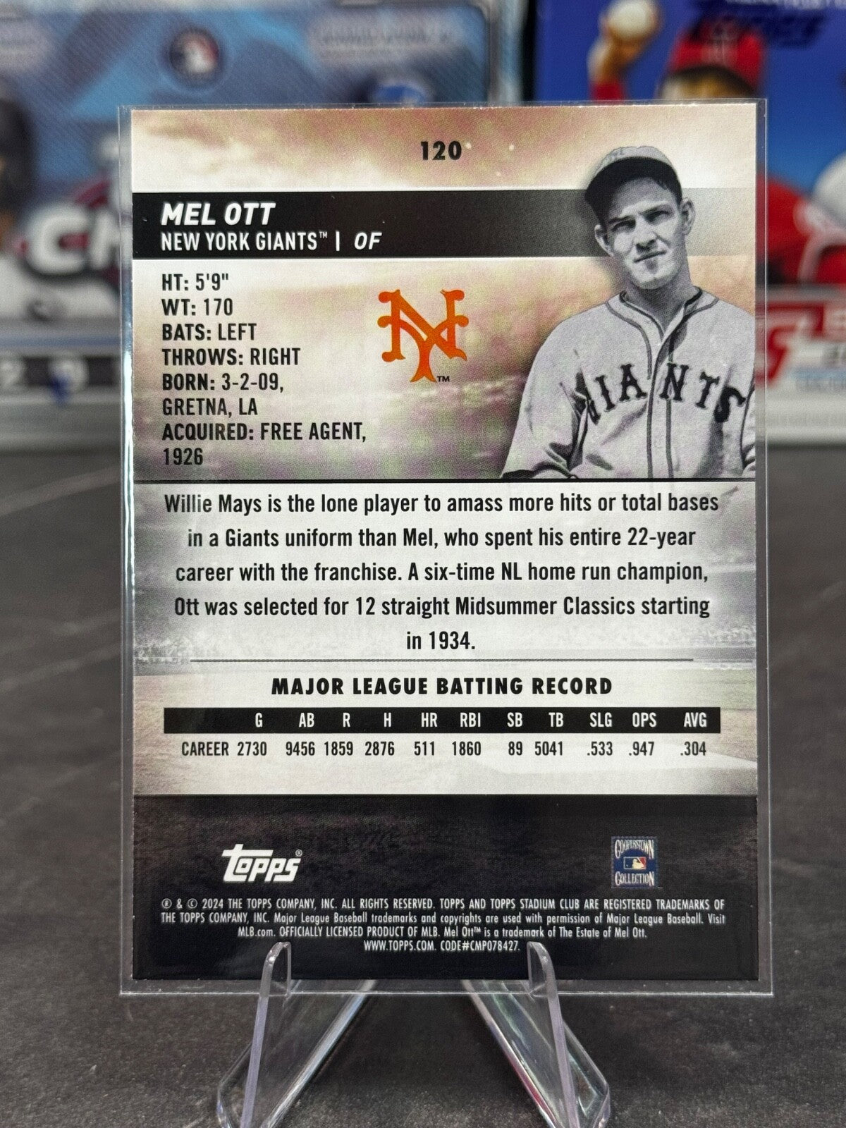 2024 Topps Stadium Club - Mel Ott #120 Black Foil