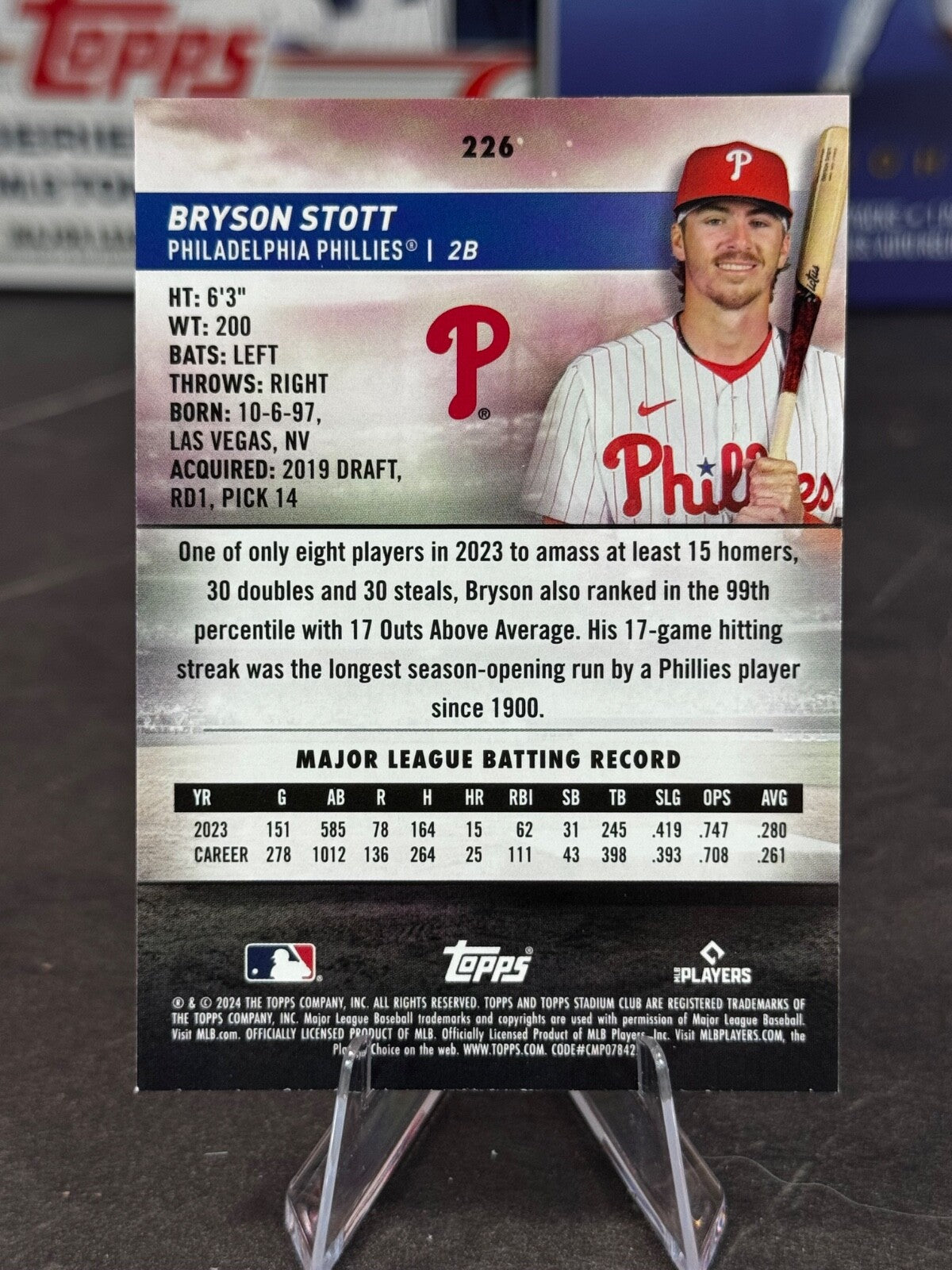 2024 Topps Stadium Club - Bryson Stott #226 Red Foil