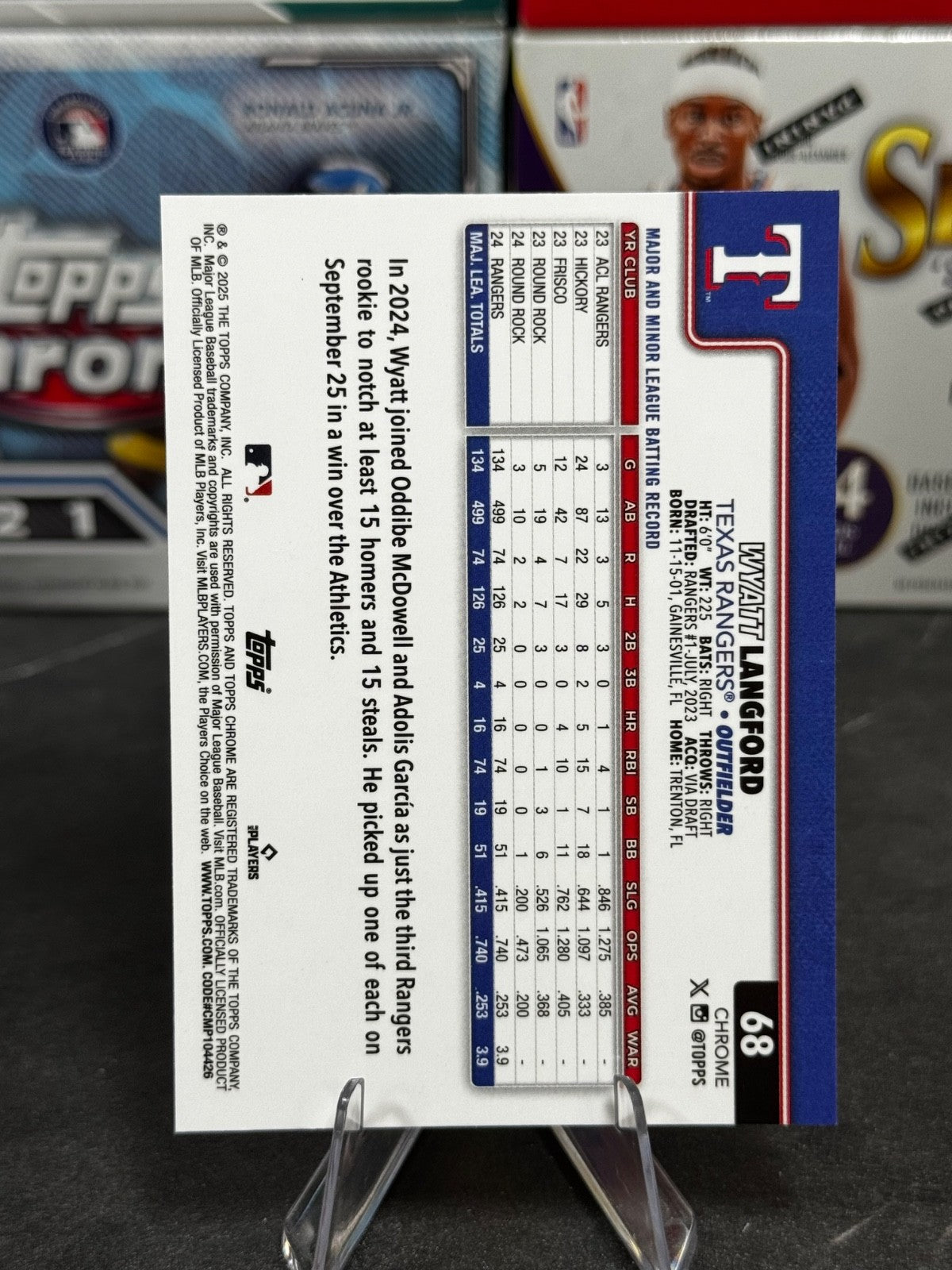 2025 Topps Chrome - #68 Wyatt Langford Aqua Refractor Rookie Cup /199