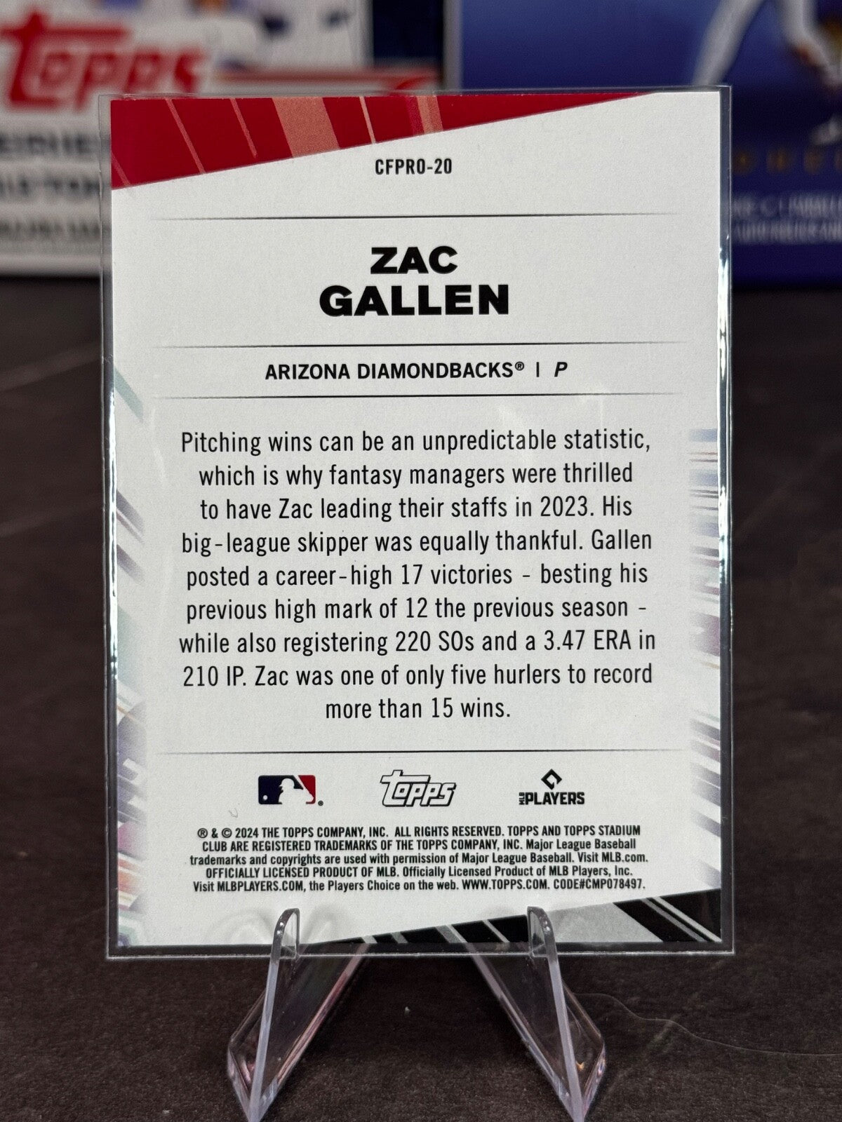 2024 Topps Stadium Club - Chief Fantasy Professionals Zac Gallen #CFPRO-20
