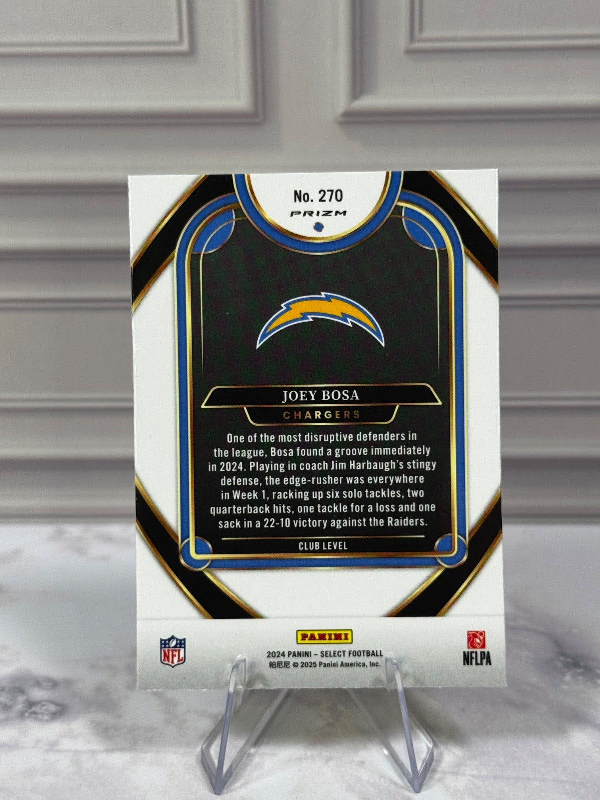 2024 Panini Select - Club Level Joey Bosa Red & Yellow Shock Prizm #270 Chargers