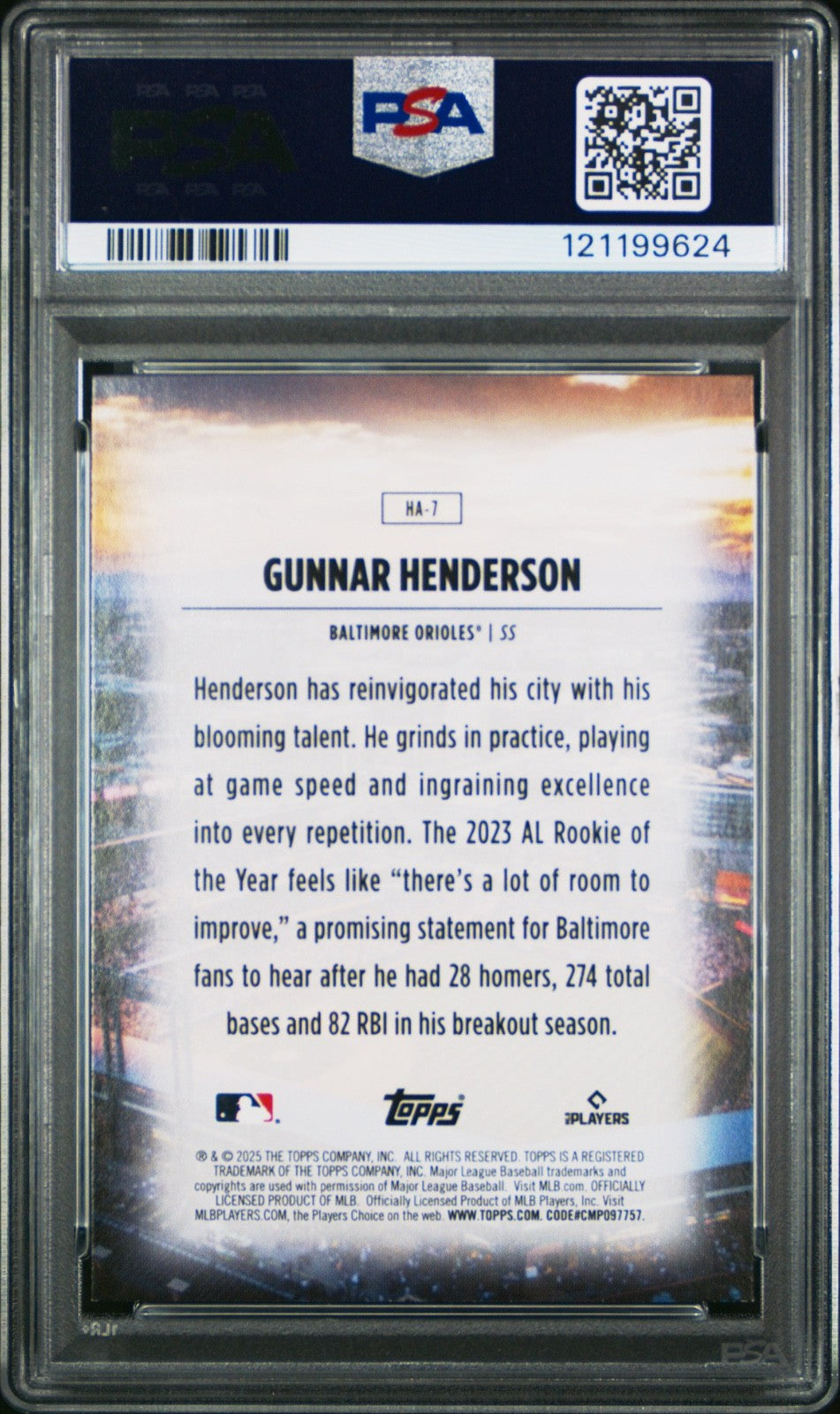 2025 Topps Series 1 - Home Field Advantage Gunnar Henderson #HA-7 PSA 9 MINT