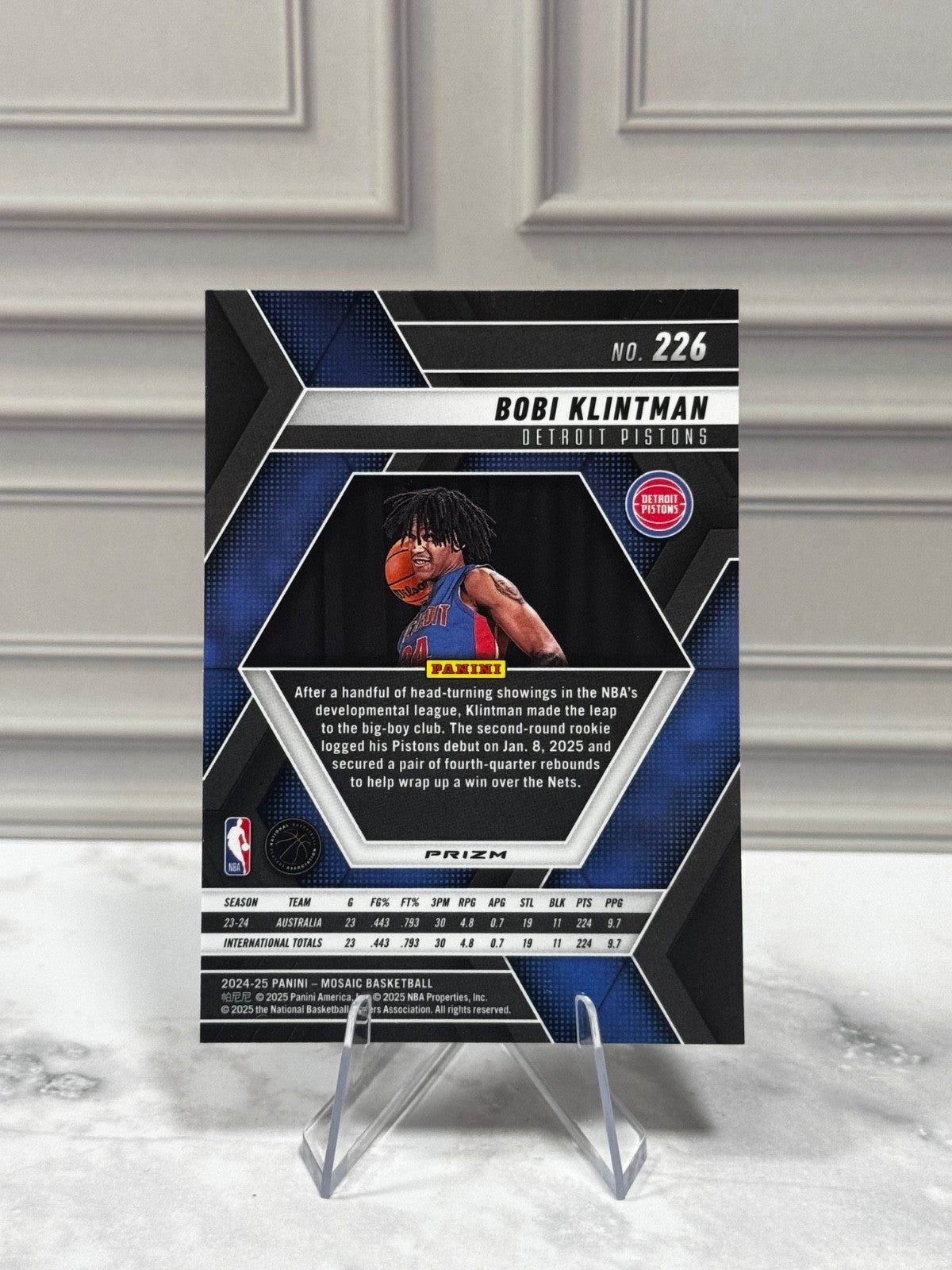 2024-25 Panini Mosaic - Rookies Bobi Klintman #226 Reactive Yellow Mosaic (RC)