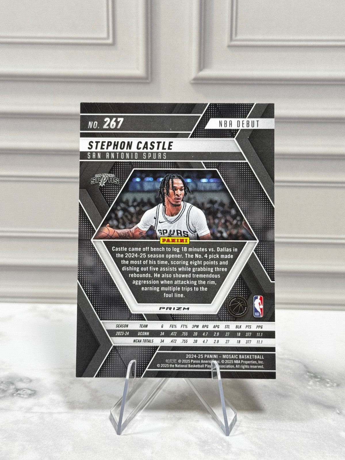2024-25 Panini Mosaic - NBA Debut Stephon Castle #267 Reactive Yellow Prizm (RC)