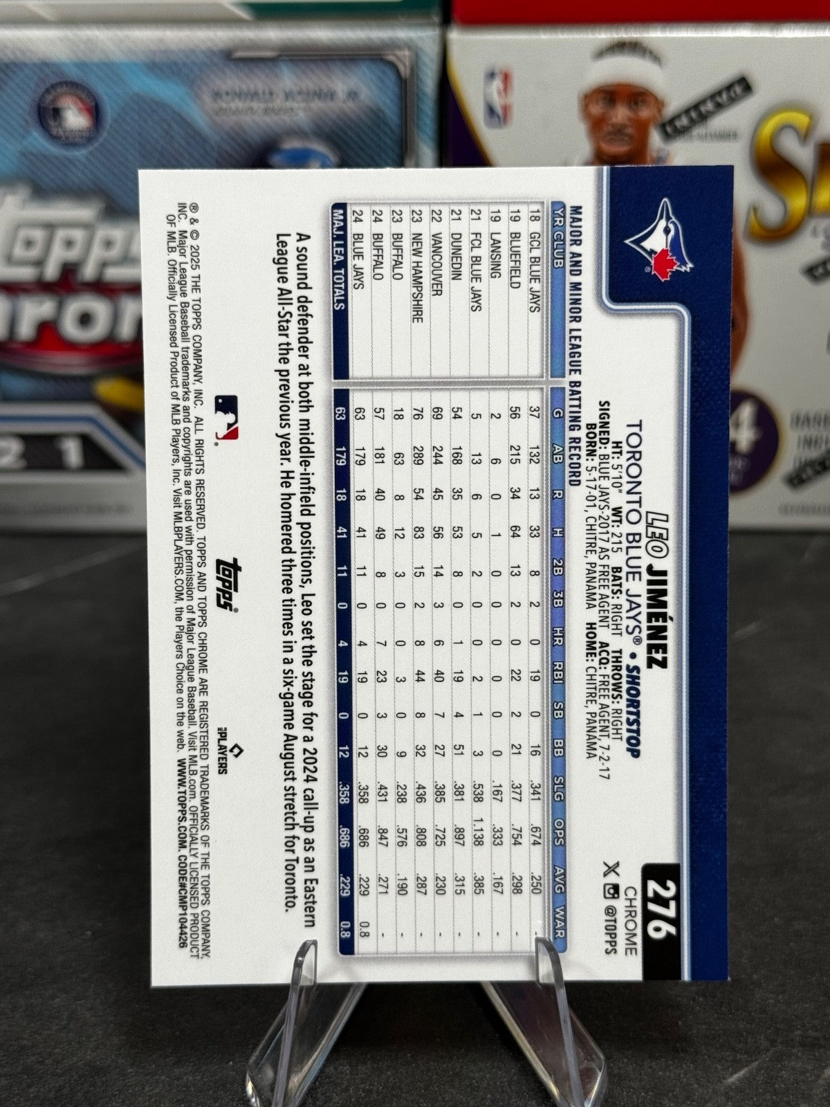 2025 Topps Chrome - #276 Leo Jimenez Rookie Aqua Refractor /199 (RC)