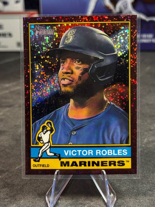2025 Topps Heritage - Victor Robles Burgundy Sparkle#268