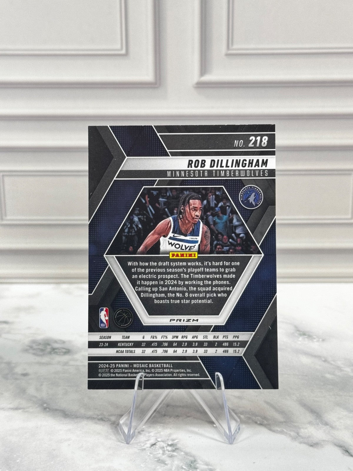 2024-25 Panini Mosaic - Rob Dillingham Reactive Prizm Rookie #218 (RC)