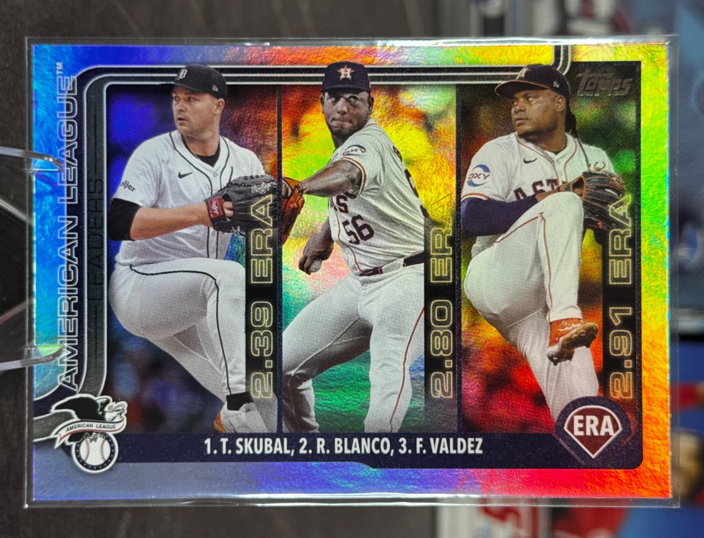2025 Topps Series 1 - AL  ERA Leaders Rainbow Foil #5 Tarik Skubal Blanco Valdez