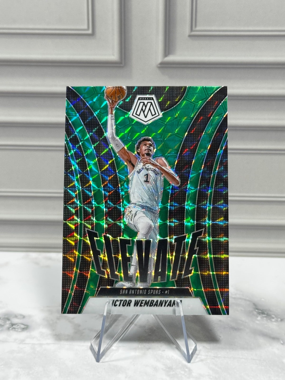 2024-25 Panini Mosaic - Elevate Victor Wembanyama #11 Green Mosaic Prizm