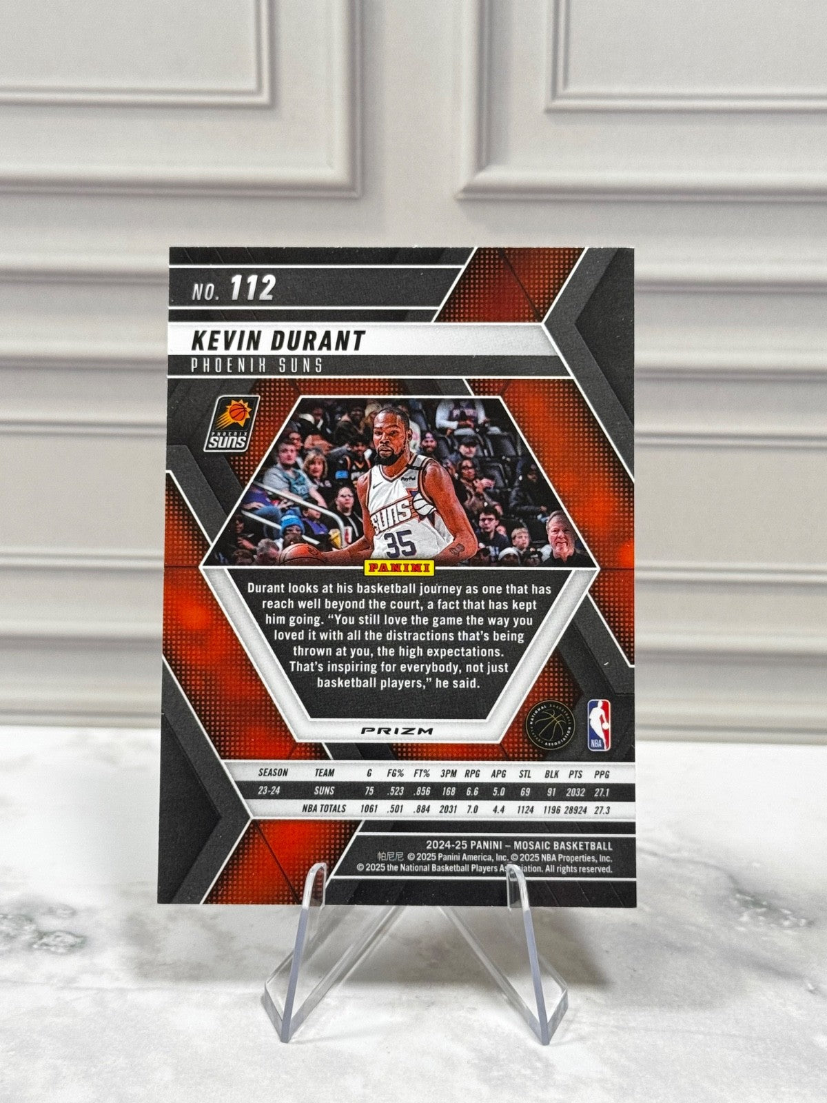 2023-24 Panini Mosaic - #122 Kevin Durant Reactive Yellow Prizm