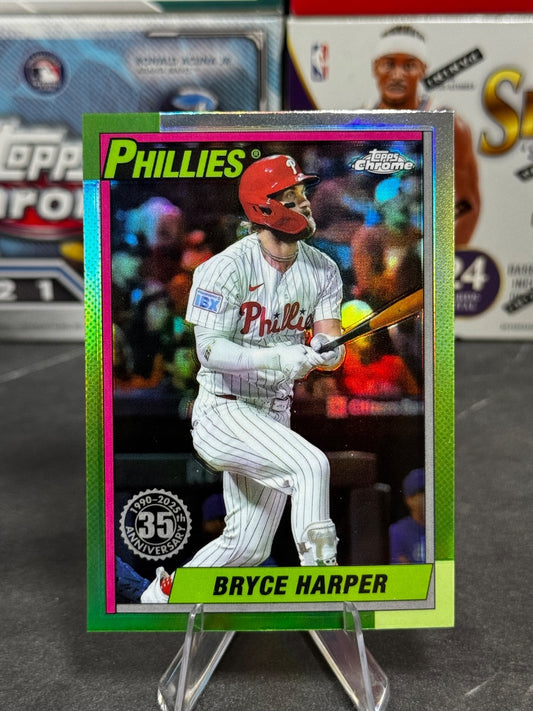 2025 Topps Chrome - 1990 Topps Refractor #90CB-12 Bryce Harper