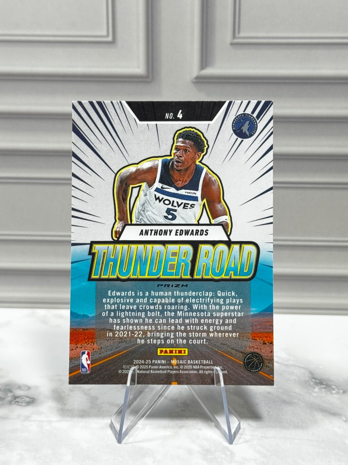 2024-25 Panini Mosaic - Thunder Road Anthony Edwards #5 Green Mosaic Prizm
