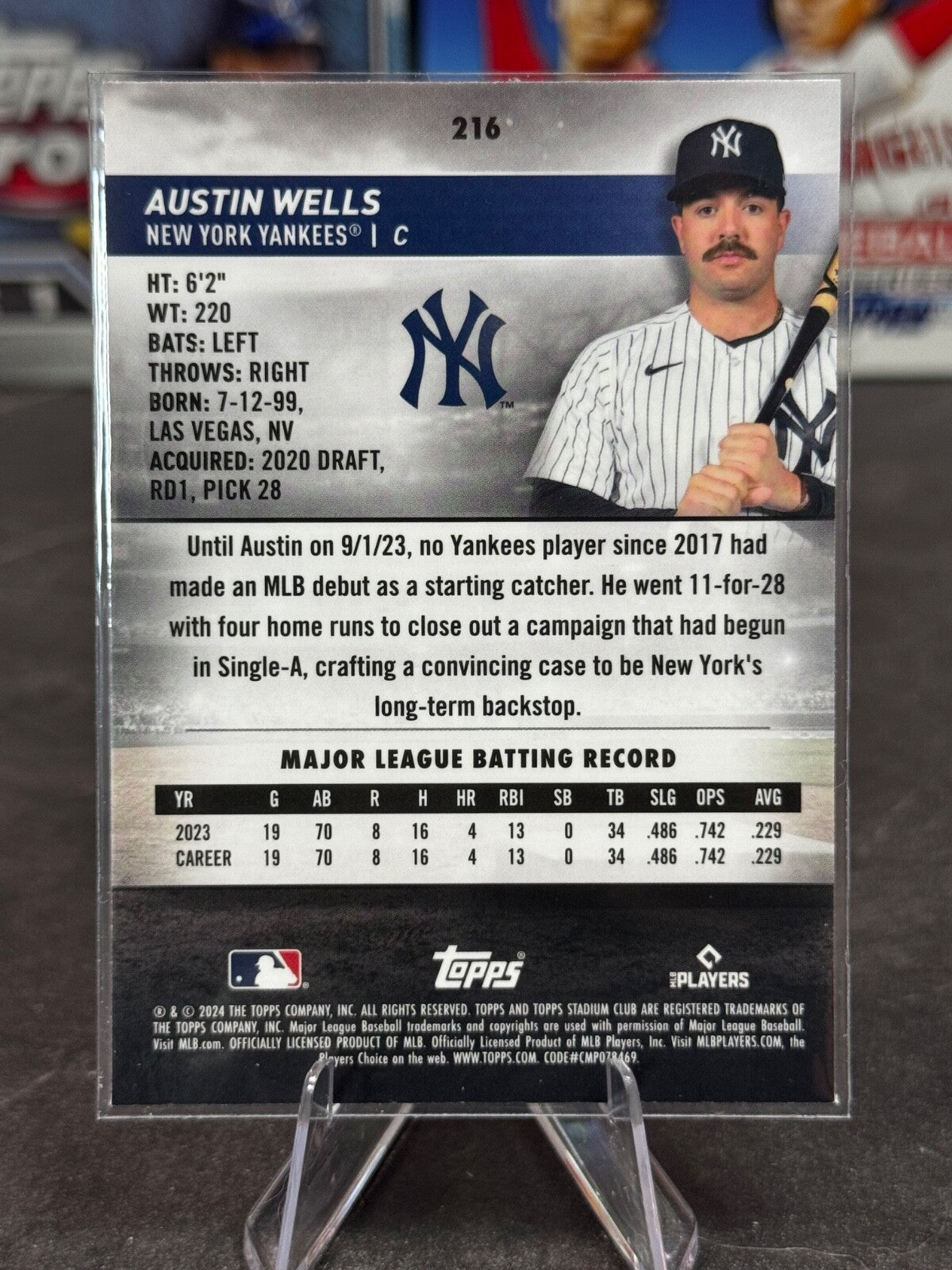 2024 Topps Stadium Club - Austin Wells #216 Chrome (RC)
