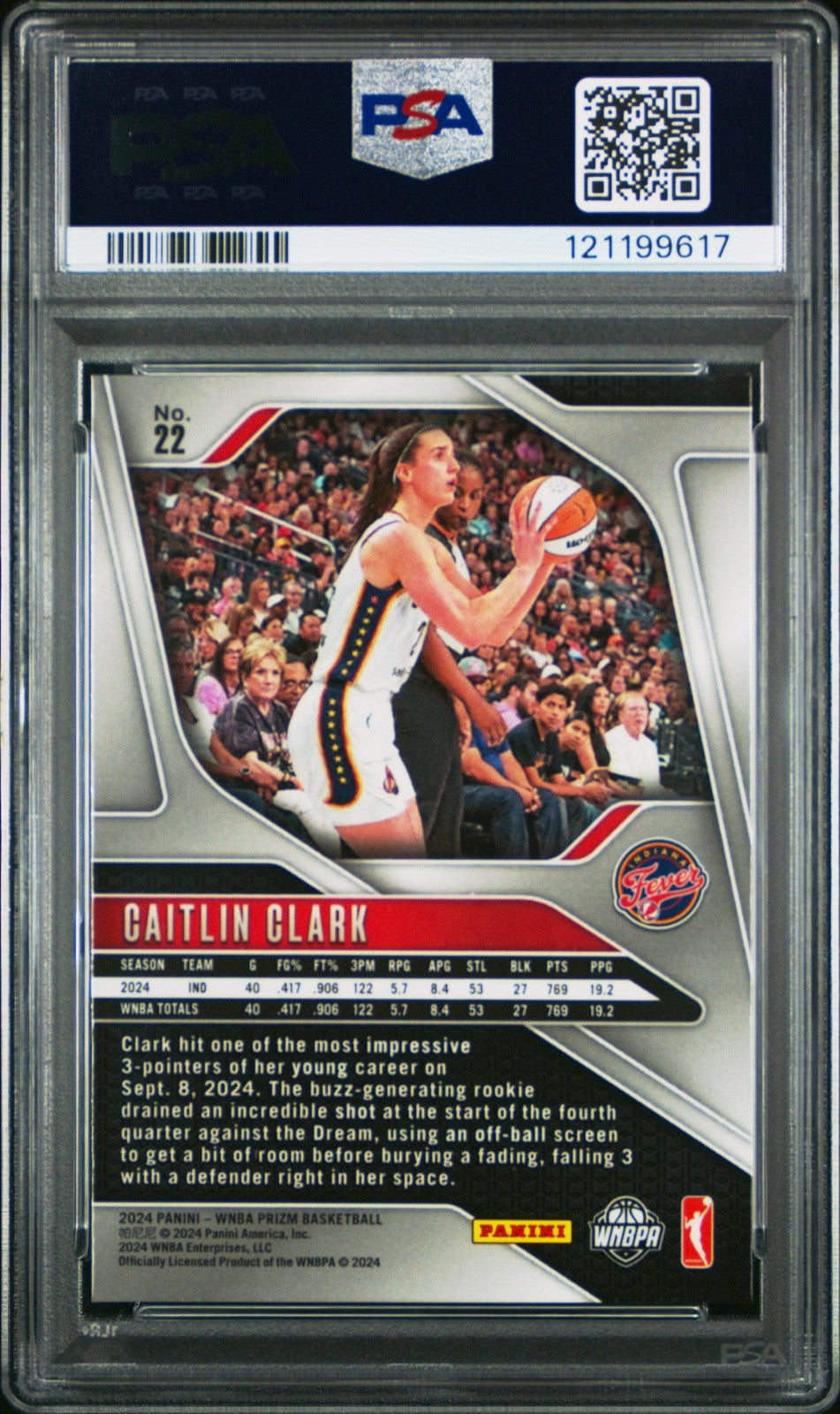 2024 PANINI PRIZM WNBA #22 CAITLIN CLARK ROOKIE RC PSA 8