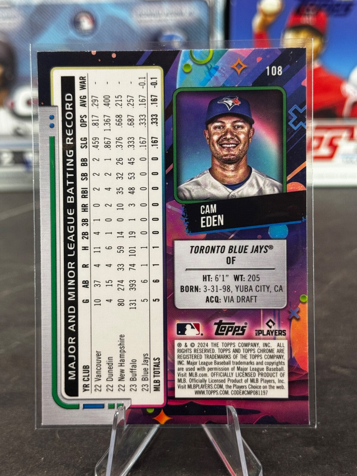 2024 Topps Cosmic Chrome - Cam Eden #108 Nucleus Refractor (RC)