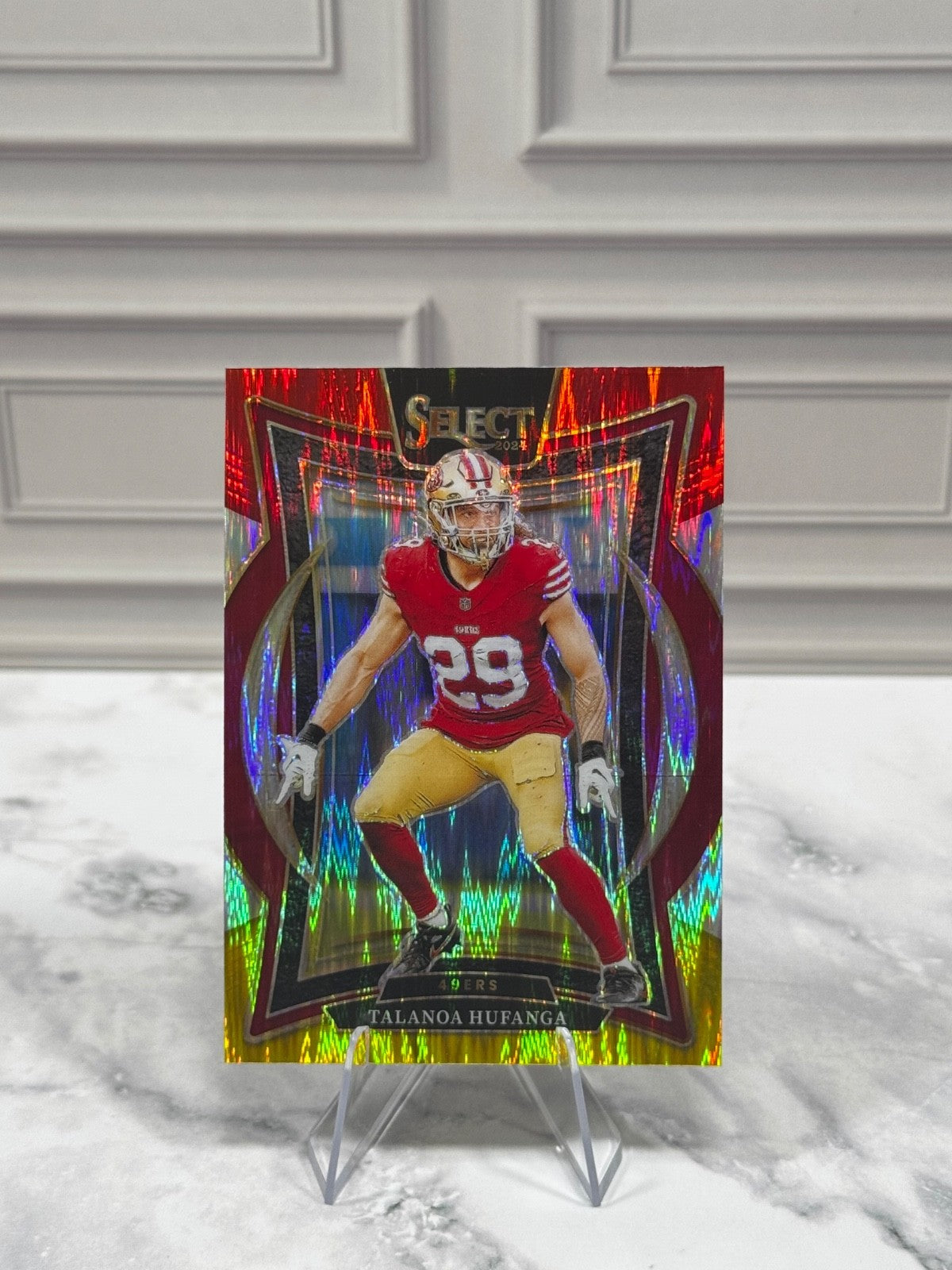 2024 Panini Select - Concourse Talanoa Hufanga #46 Red & Yellow Shock Prizm