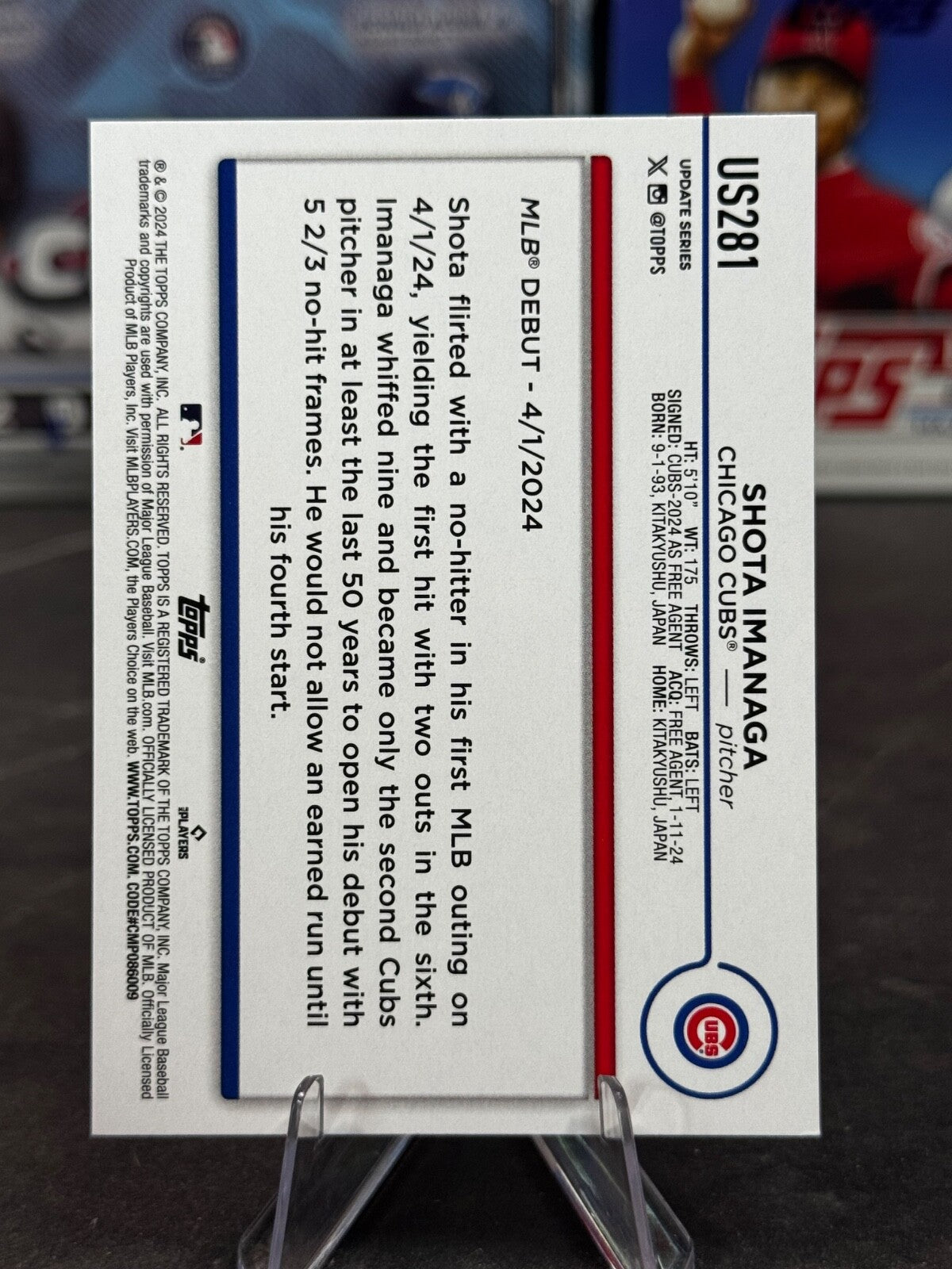 2024 Topps - Rookie Debut Shota Imanaga #US281 (RC)