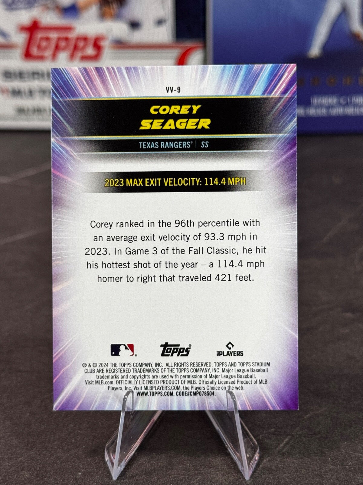 2024 Topps Stadium Club - Virtuosos of Velocity Corey Seager #VV-9