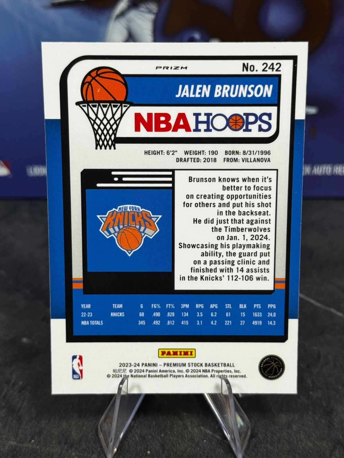 2023-24 Panini Nba Hoops Premium Stock - Jalen Brunson #242 Ice Prizm