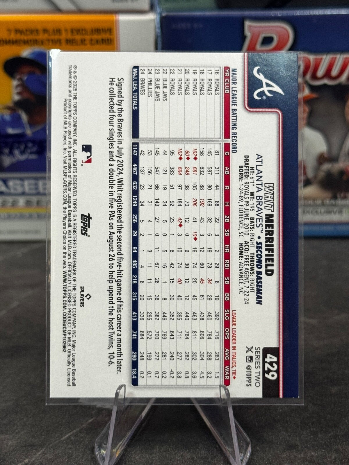 2025 Topps Series 2 - #429 Whit Merrifield Rainbow Foil BRAVES