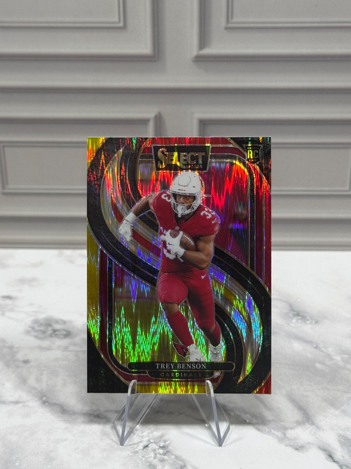 2024 Panini Select - Premier Level Trey Benson #198 Red & Yellow Shock (RC)