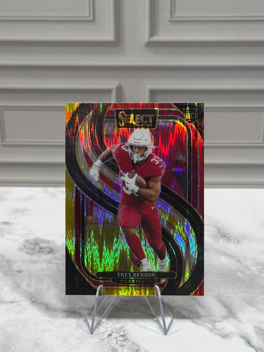 2024 Panini Select - Premier Level Trey Benson #198 Red & Yellow Shock (RC)