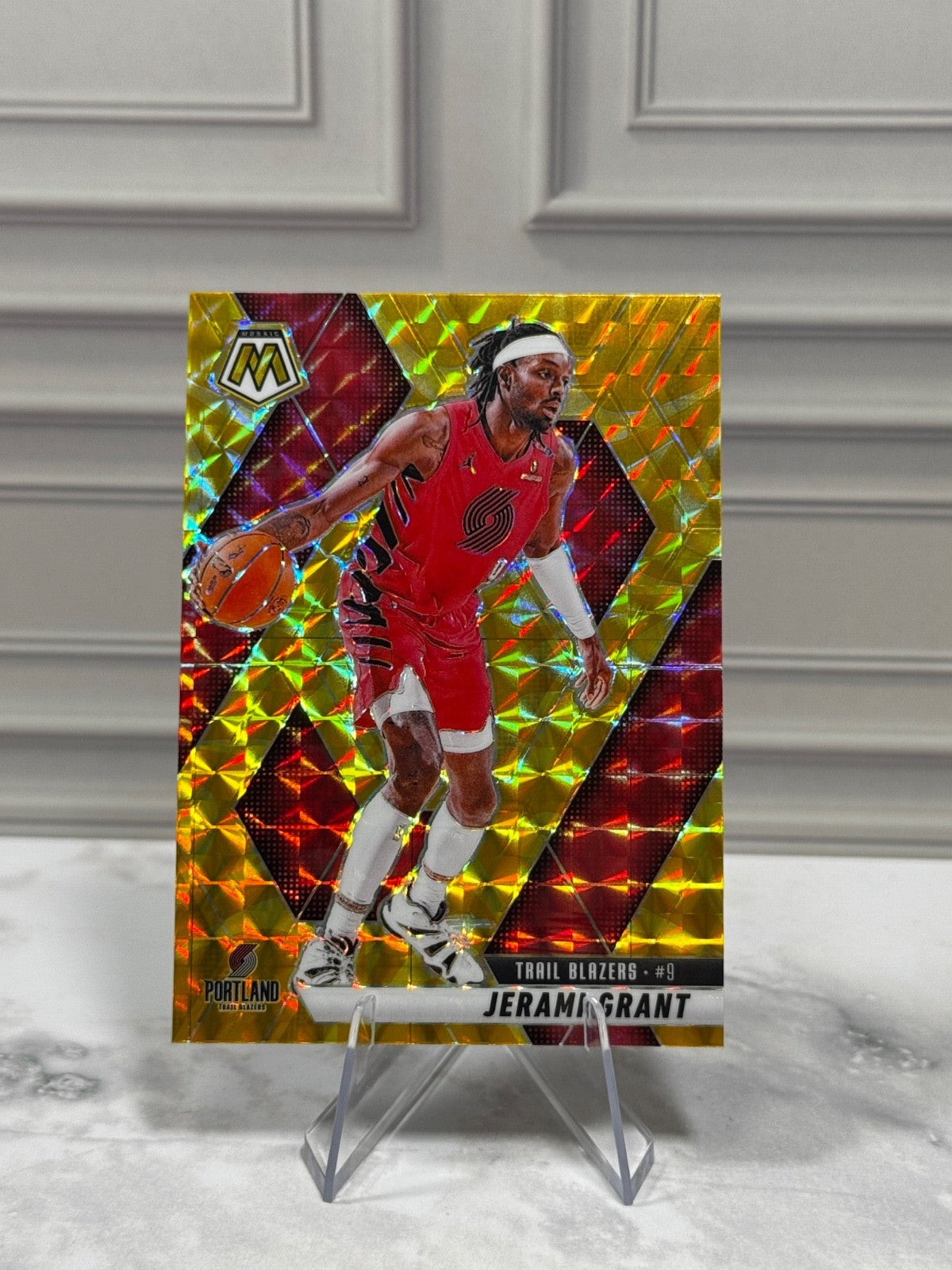 2024-25 Panini Mosaic - Jerami Grant #75Reactive Yellow Mosaic Prizm
