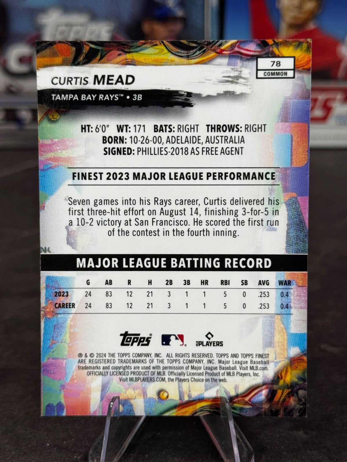 2024 Topps Finest - Common Curtis Mead Rookie #78 (RC)