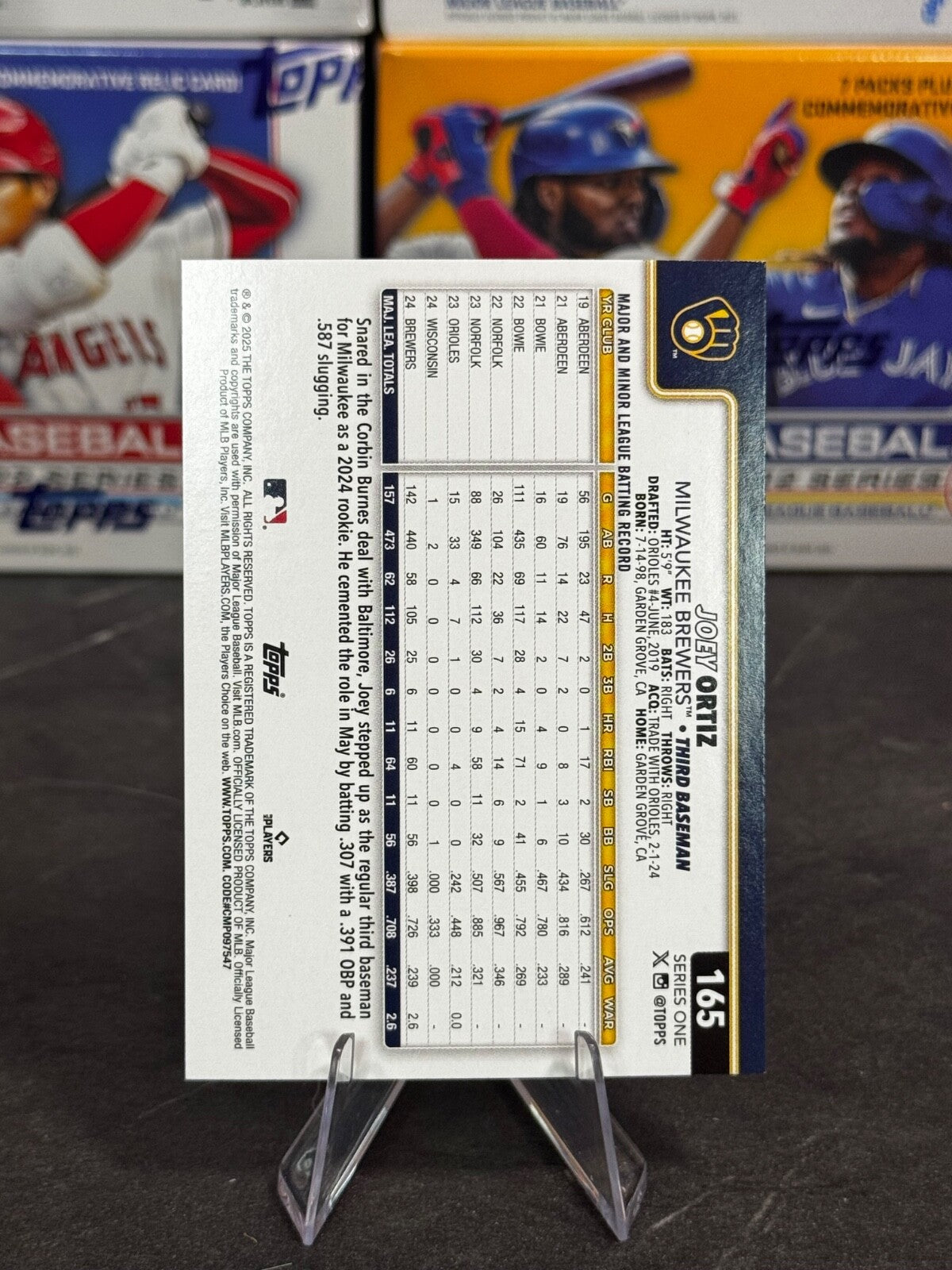 2025 Topps Series 1 - Joey Ortiz #165 Holofoil