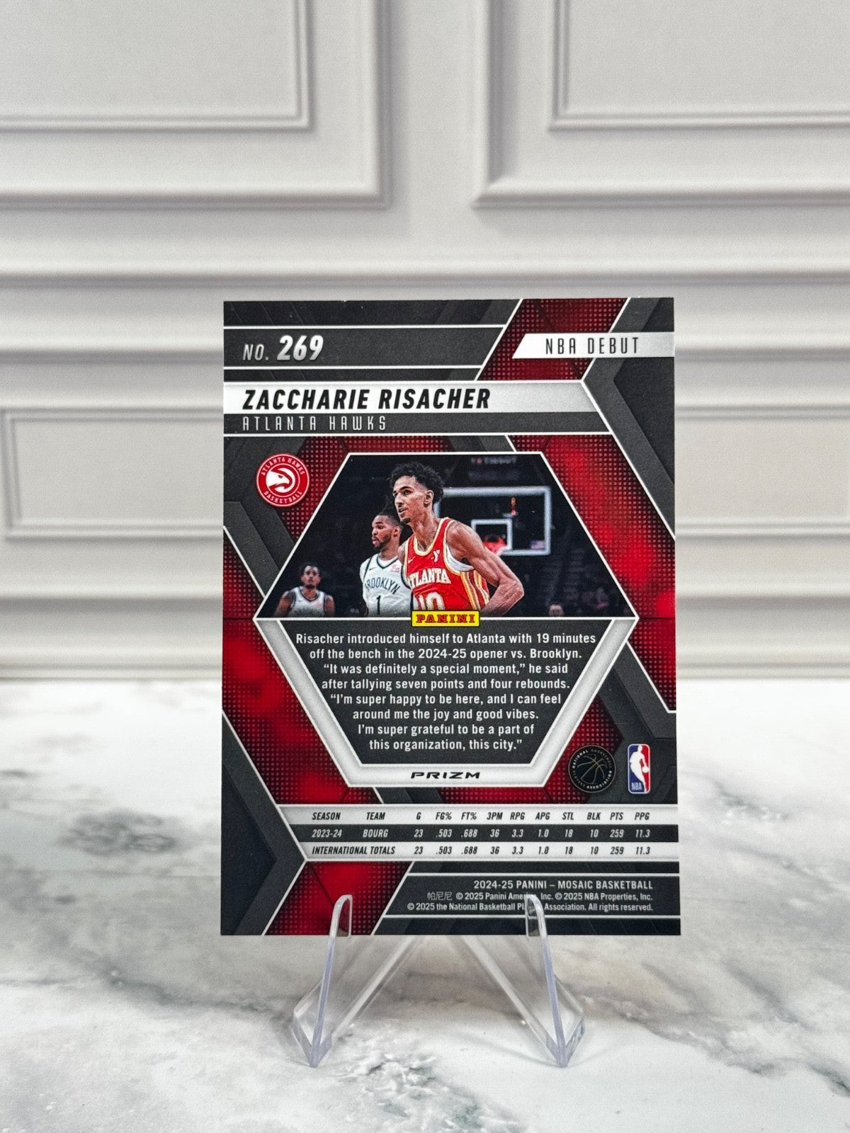 2024-25 Panini Mosaic - NBA Debut Zaccharie Risacher #269 Reactive Yellow (RC)