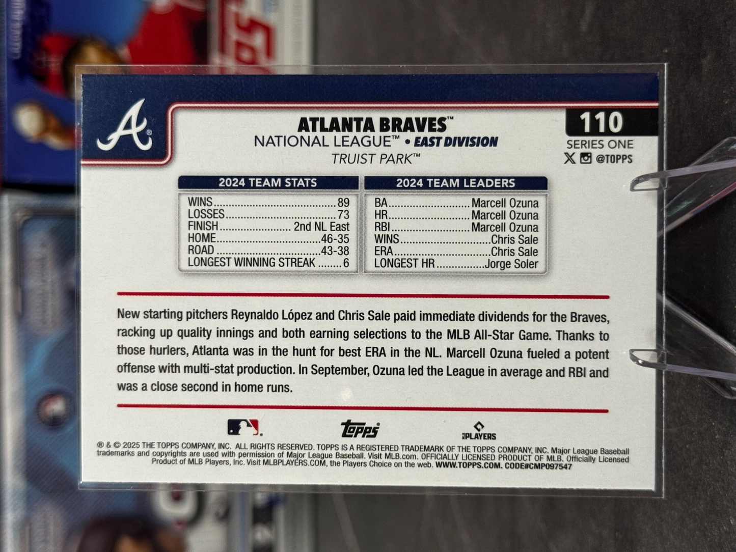 2025 Topps Series 1 - NL Atlanta Braves #110 Diamante Foil