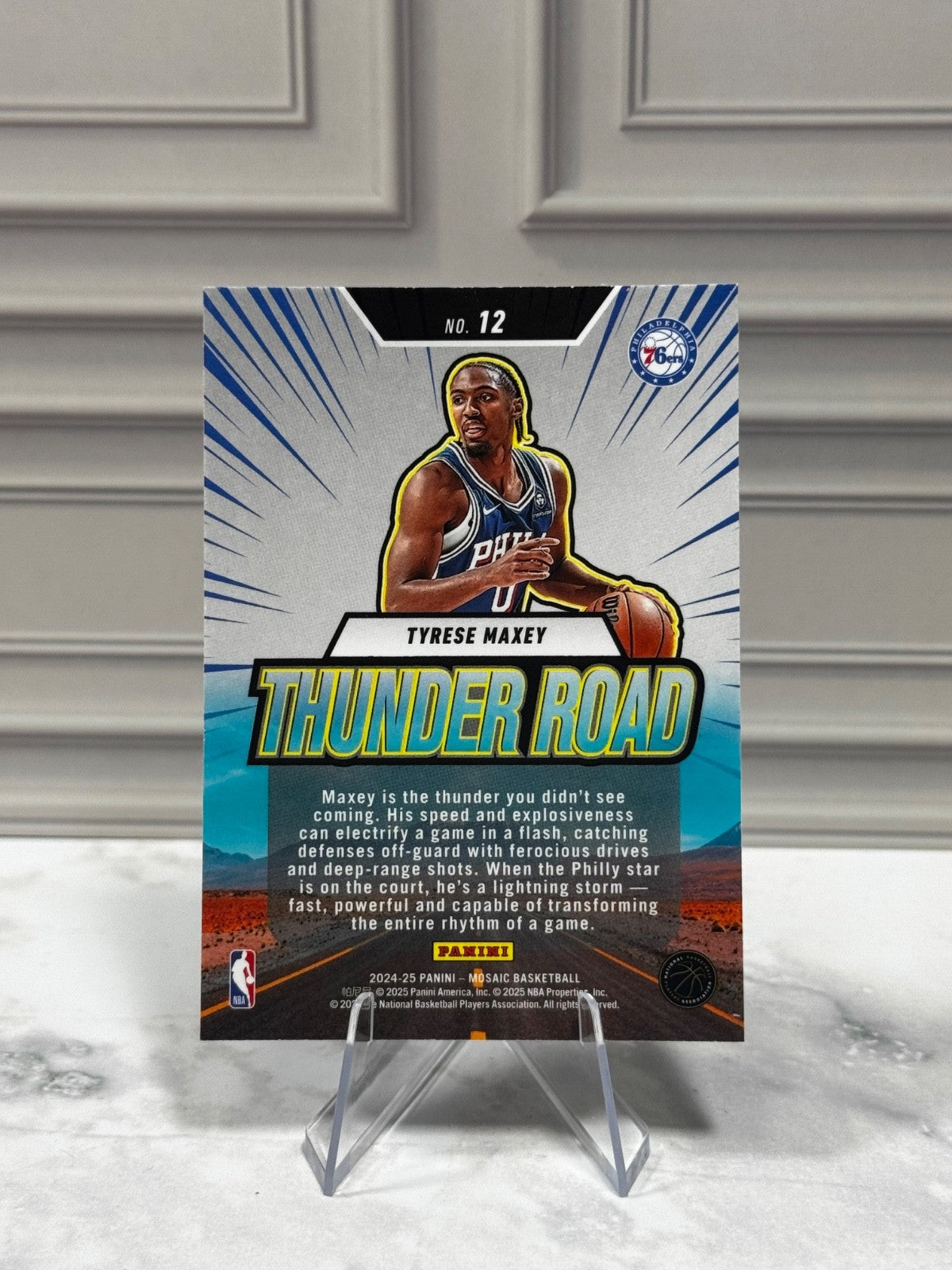 2024-25 Panini Mosaic - #12 Tyrese Maxey Thunder Road