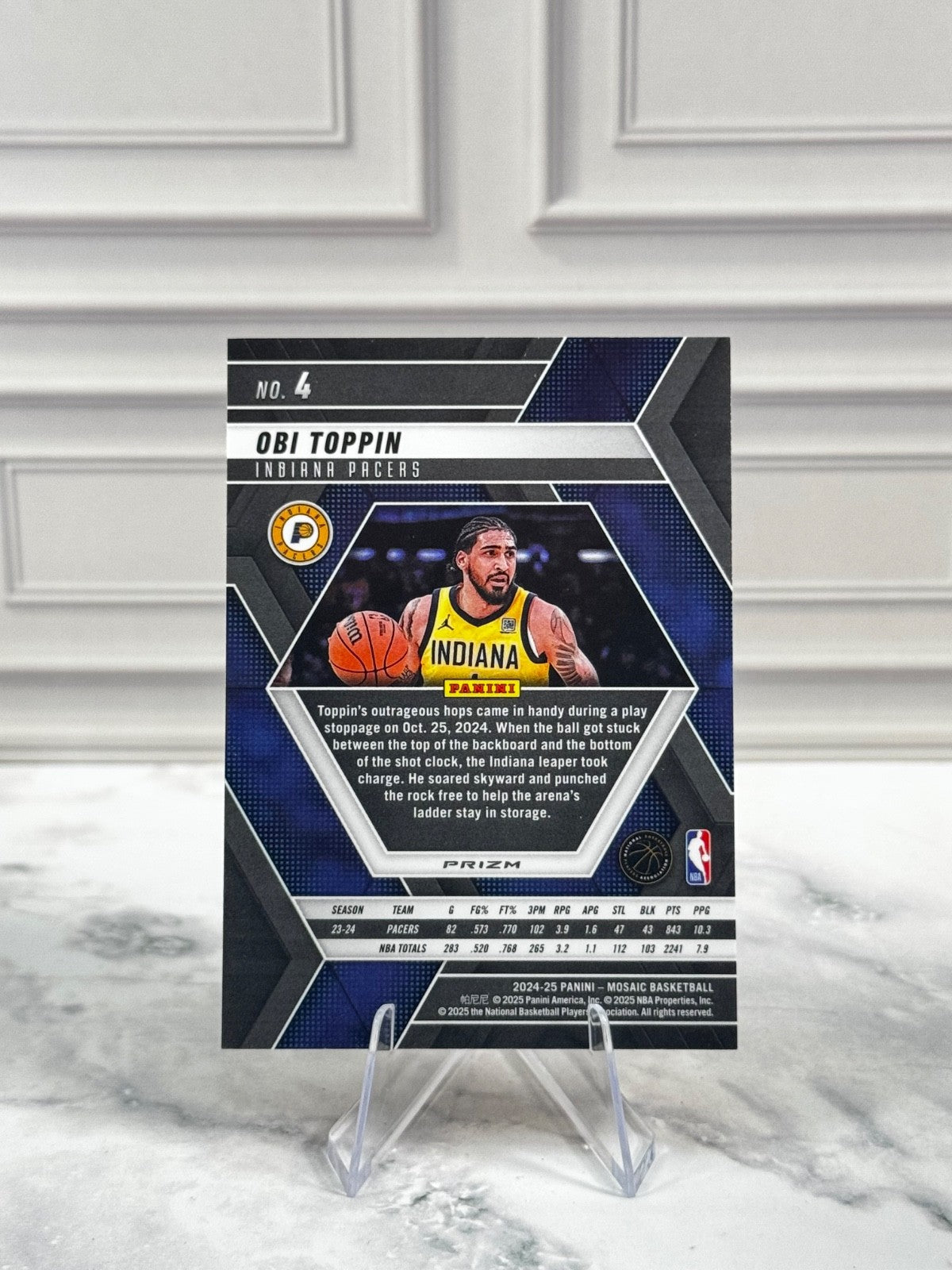 2024-25 Panini Mosaic - Obi Toppin #4 Reactive Yellow Mosaic Prizm