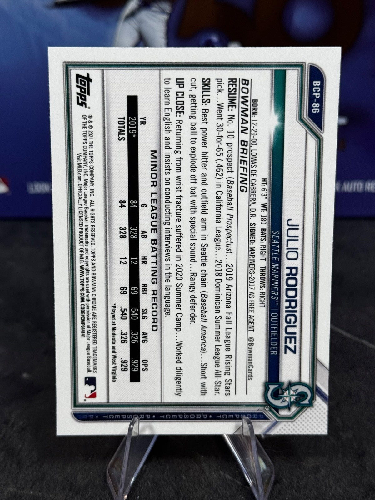 2021 Bowman Chrome - Julio Rodriguez #BCP-86