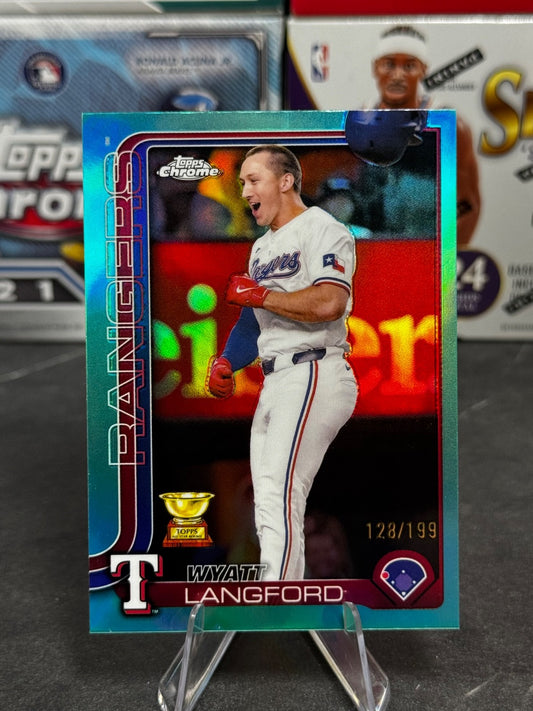 2025 Topps Chrome - #68 Wyatt Langford Aqua Refractor Rookie Cup /199