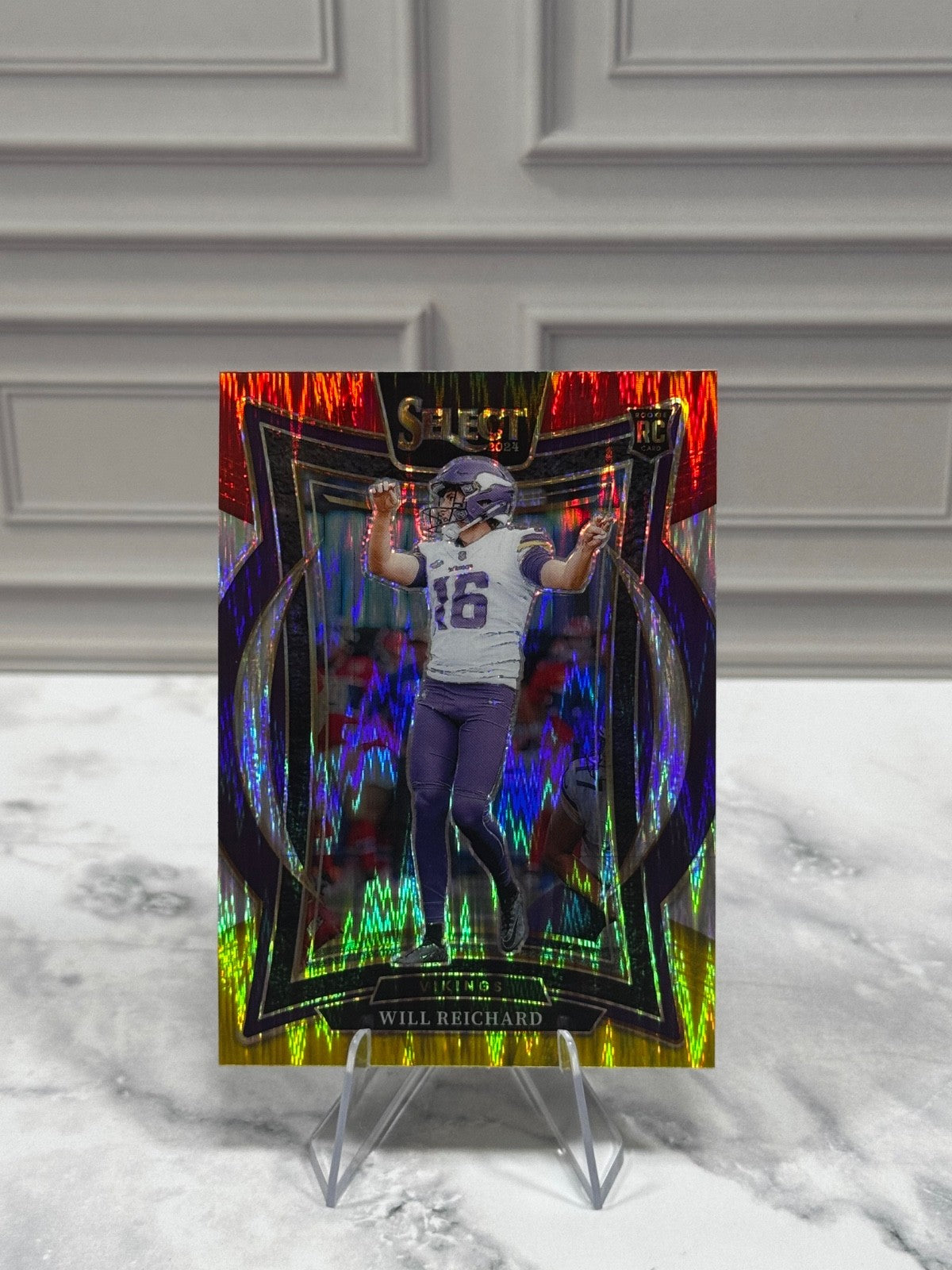 2024 Panini Select - Concourse Will Reichard #21 Red & Yellow Shock Prizm
