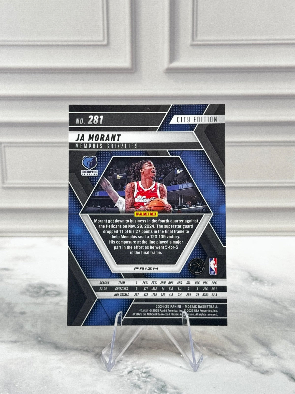2024-25 Panini Mosaic - City Edition Ja Morant #281 Reactive Yellow Mosaic Prizm