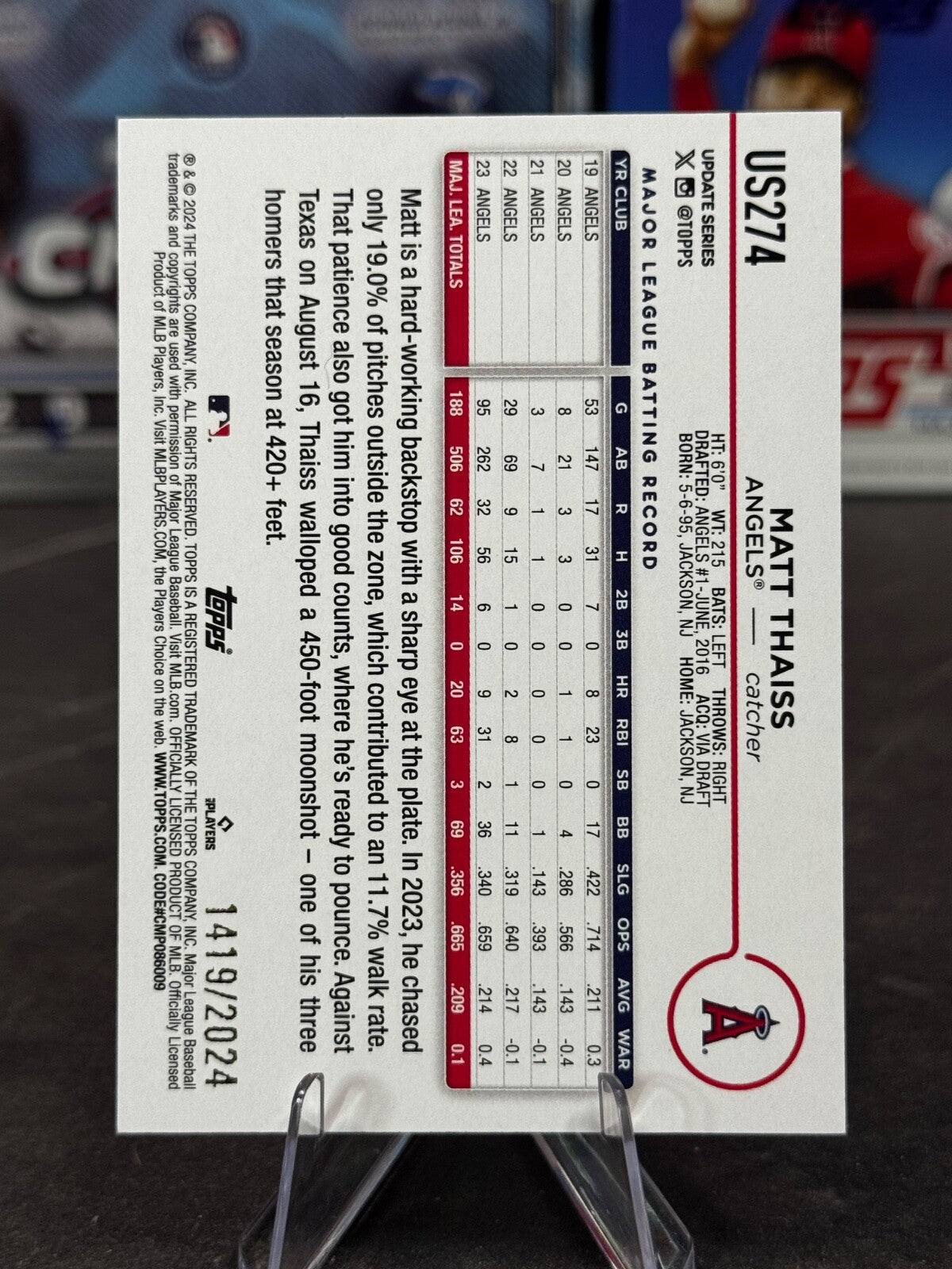 2024 Topps Update Series - Matt Thaiss #US274 Gold /2024