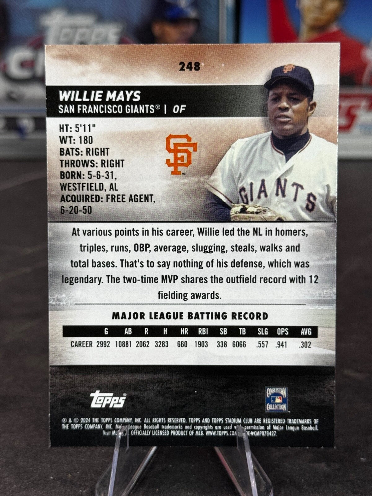 2024 Topps Stadium Club - Willie Mays #248 Red Foil