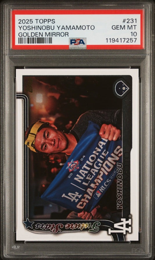 2025 Topps Golden Mirror Image Variation Yoshinobu Yamamoto #231 PSA 10 POP 2!