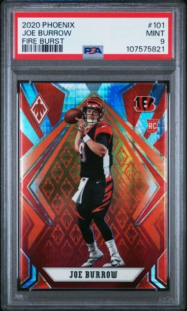 2020 PANINI PHOENIX FIRE BURST #101 JOE BURROW ROOKIE RC PSA 9