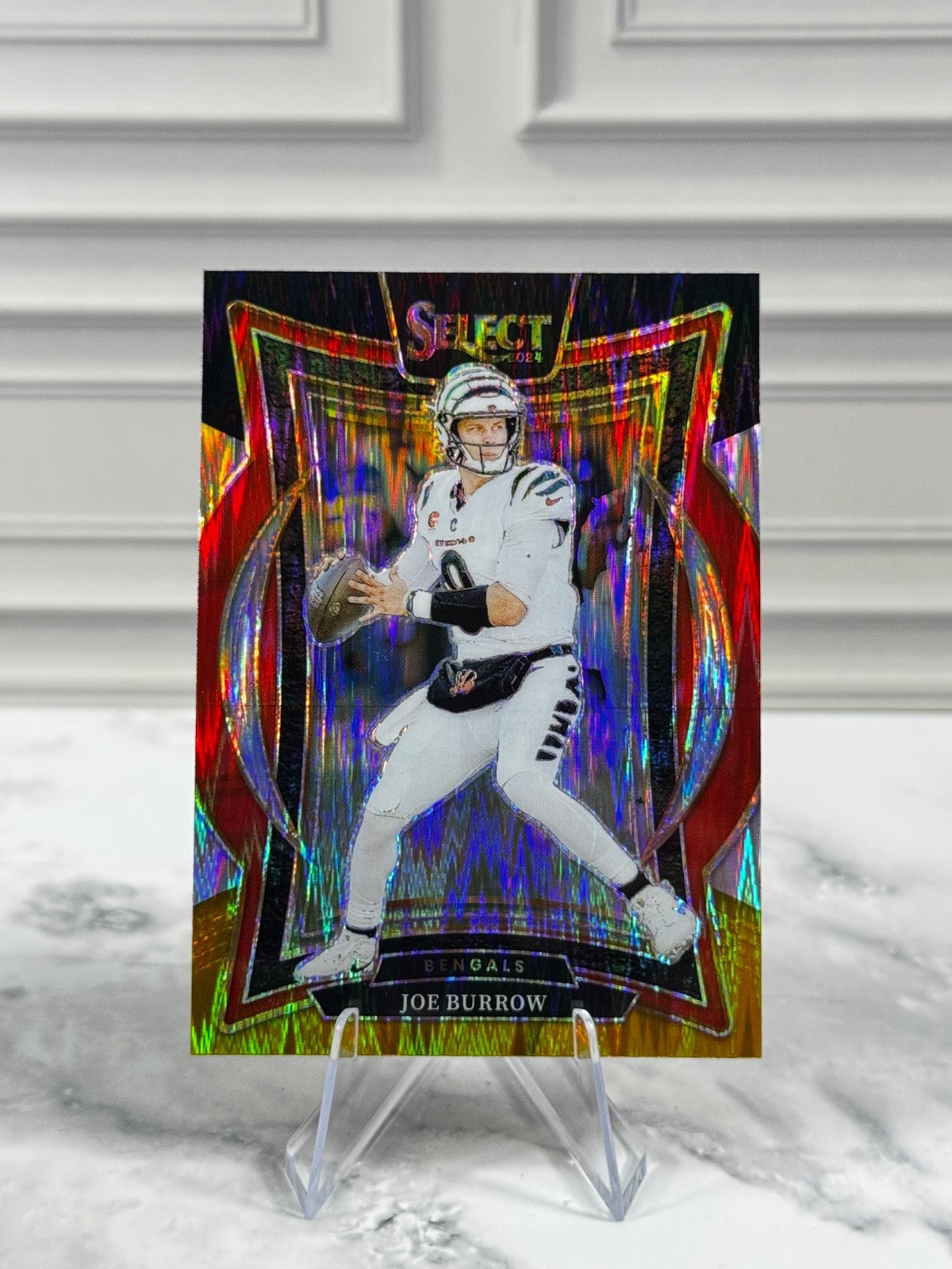 2024 Panini Select - Concourse Joe Burrow #39 Red & Yellow Shock Prizm