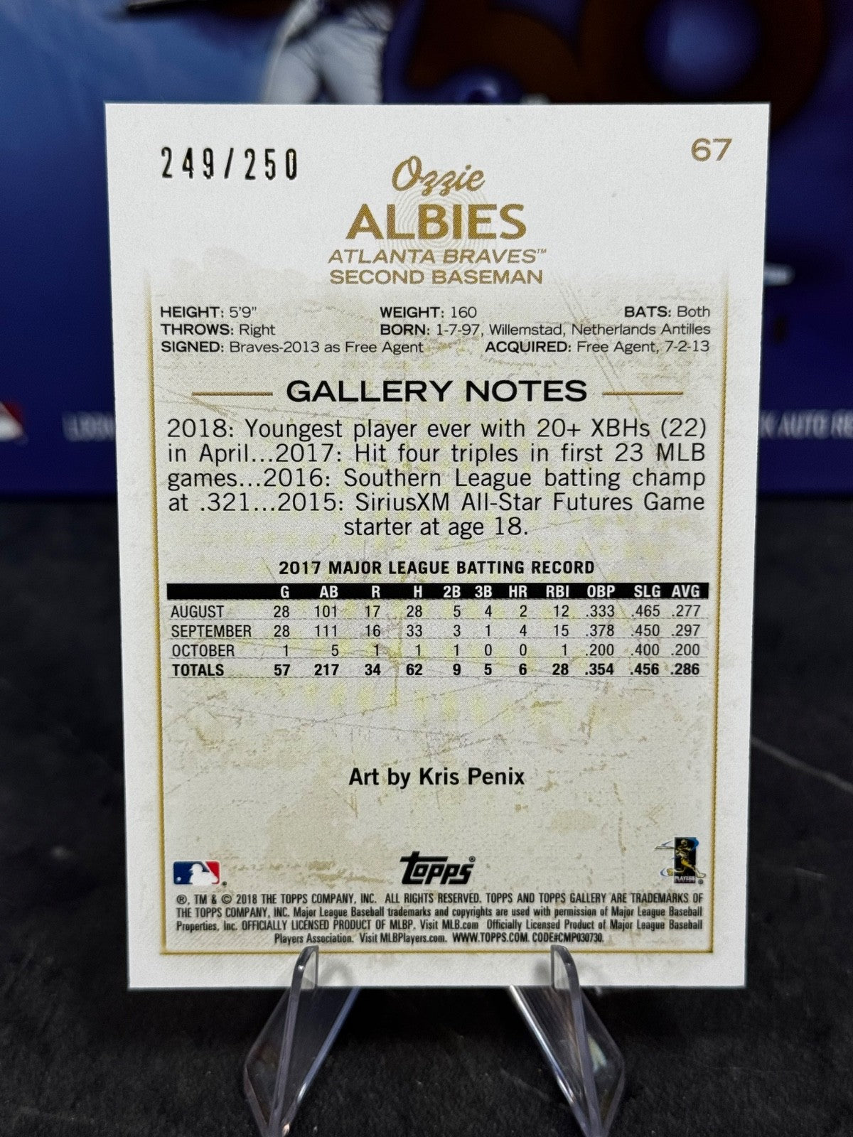2018 Topps Gallery - Ozzie Albies Rookie #67 (RC)