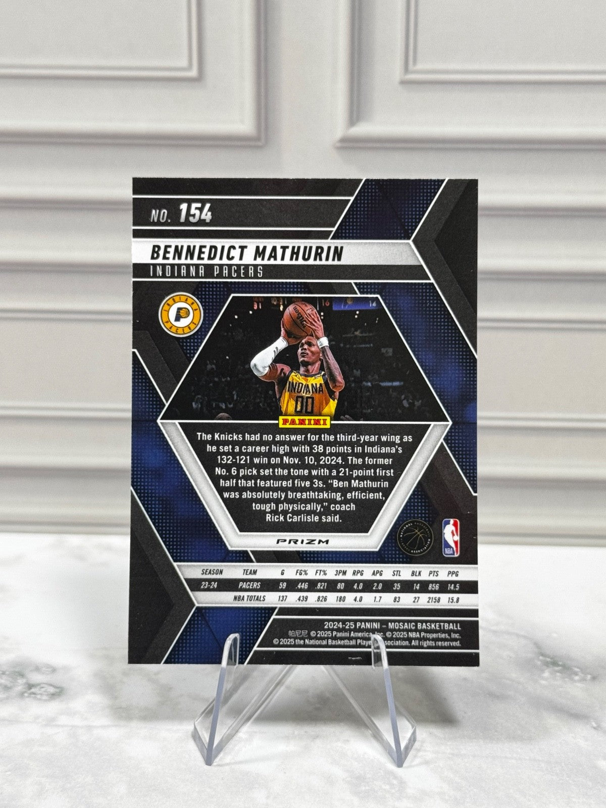 2024-25 Panini Mosaic - Bennedict Mathurin #154 Reactive Silver Mosaic Prizm