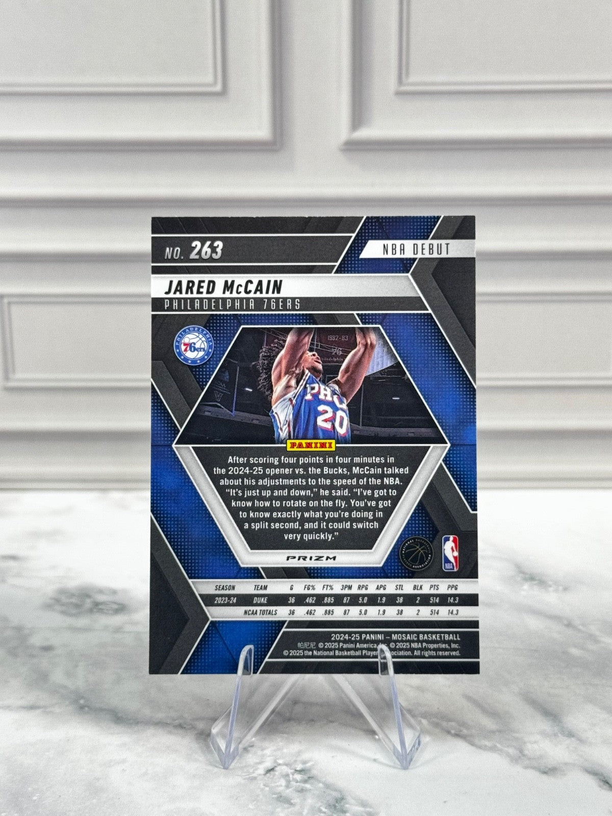 2024-25 Panini Mosaic - NBA Debut Jared McCain #263 Silver Prizm (RC)