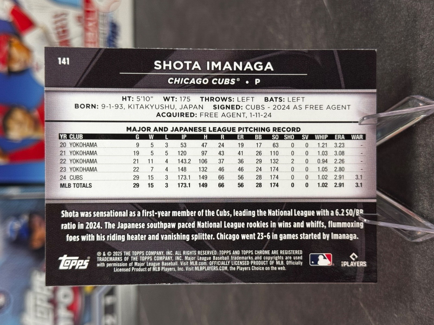 2025 Topps Chrome Black - Shota Imanaga #141 Chicago Cubs