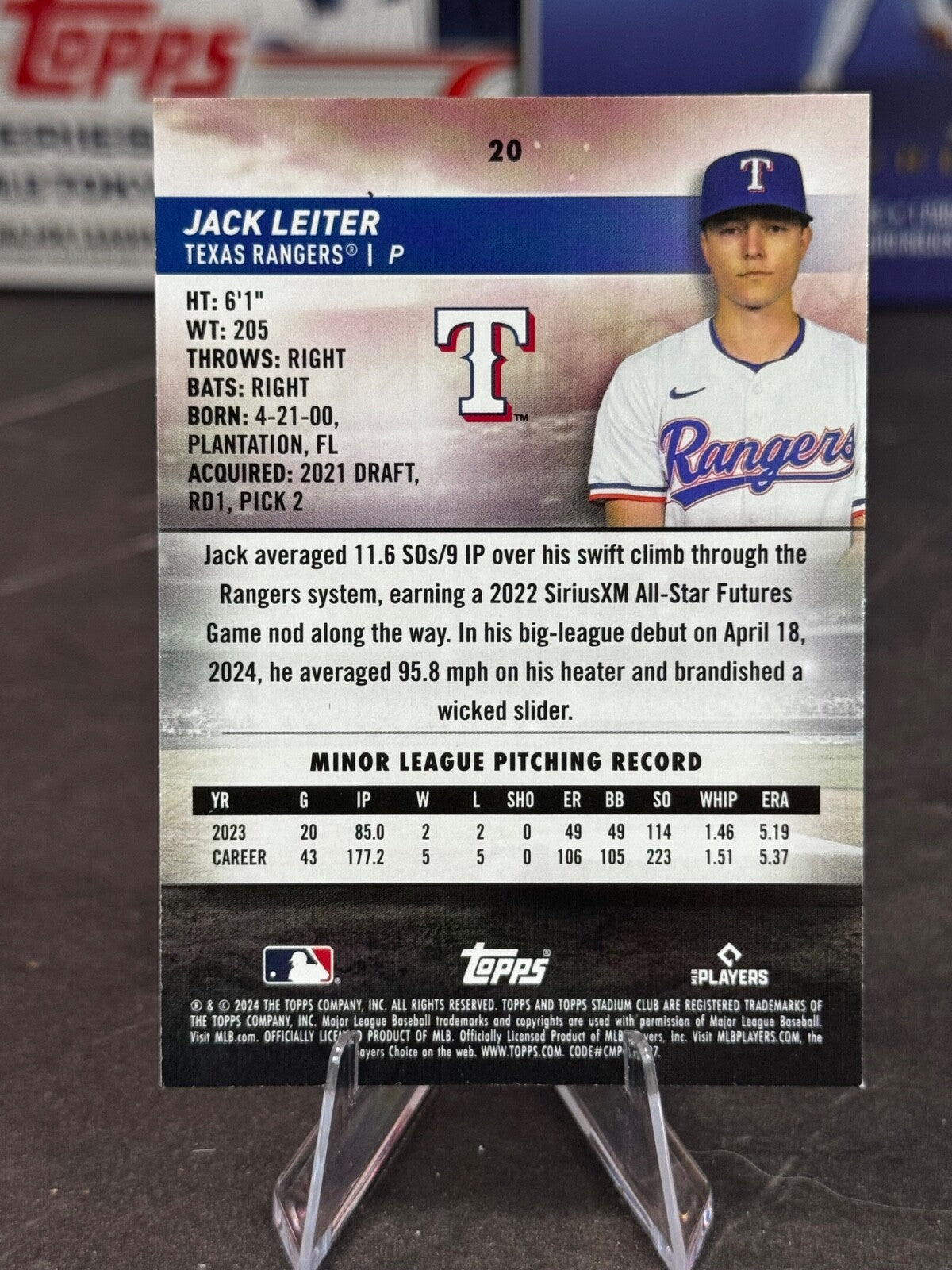 2024 Topps Stadium Club - Jack Leiter #20 Red Foil (RC)