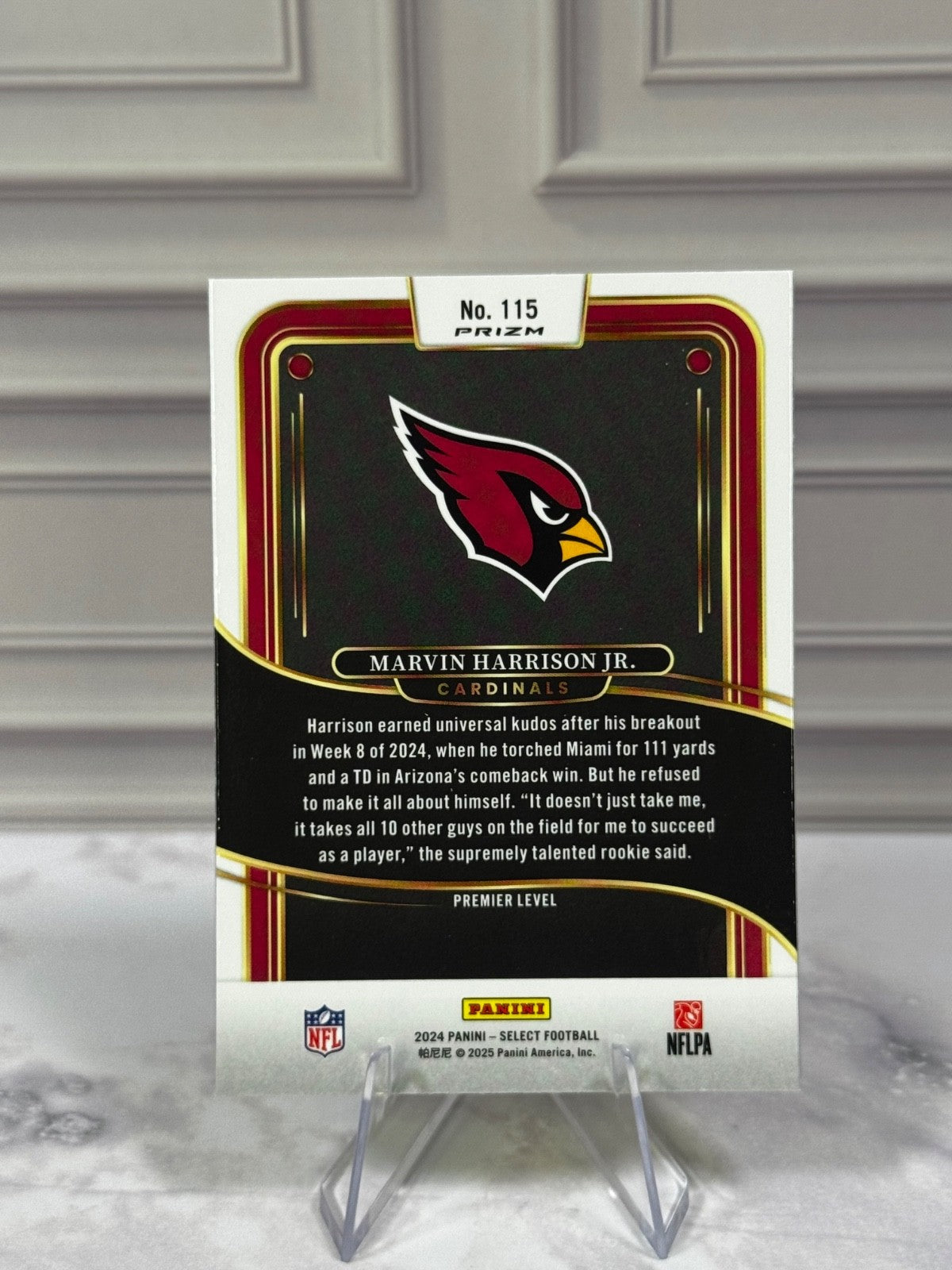 2024 Panini Select - #115 Marvin Harrison Jr. Red & Yellow Prizm Shock (RC)