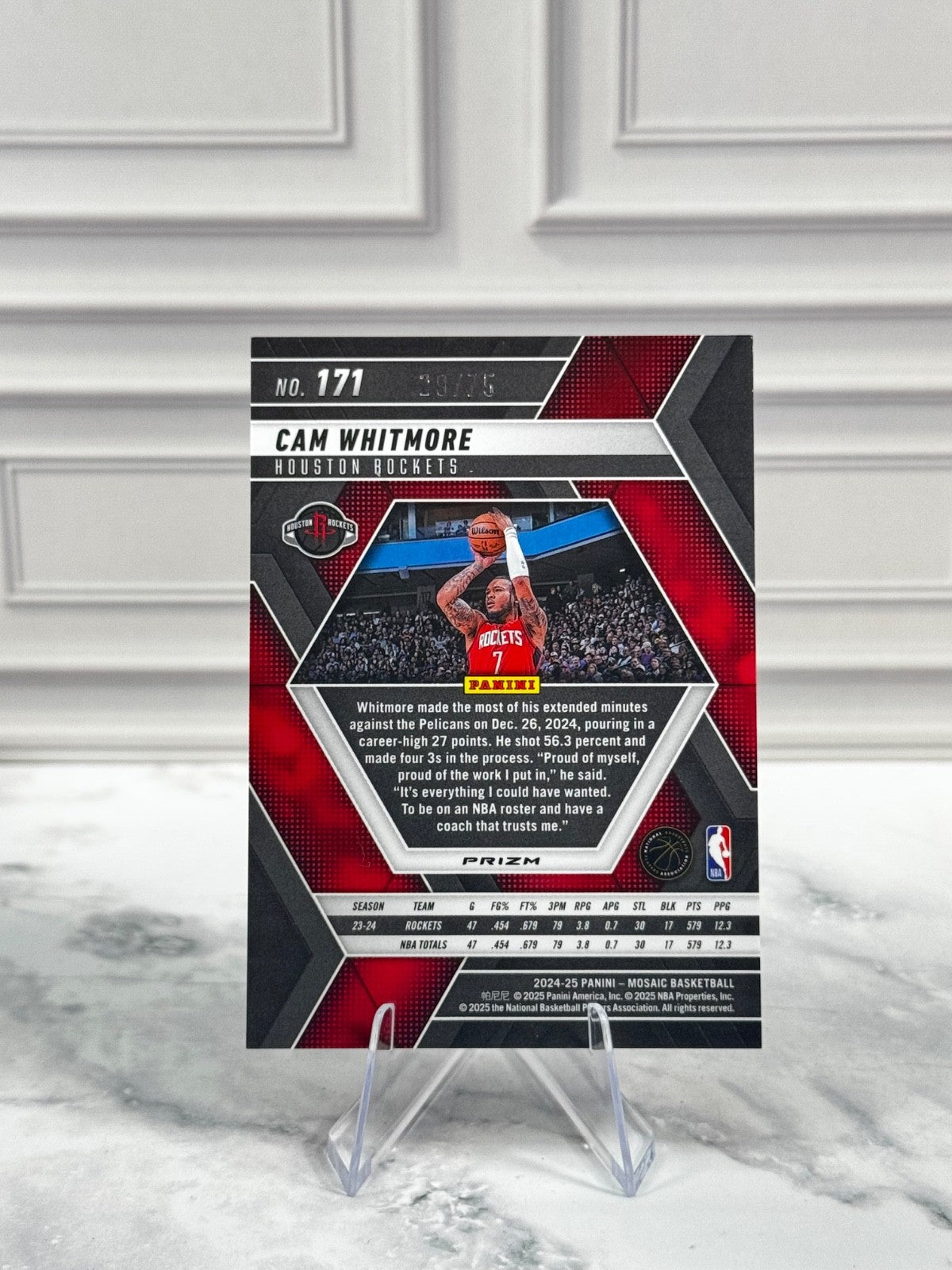 2024-25 Panini Mosaic - Cam Whitmore #171 Fluorescent Blue Mosaic Prizm /75